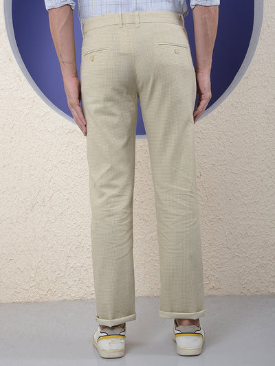 Beige Micro-Check Trouser