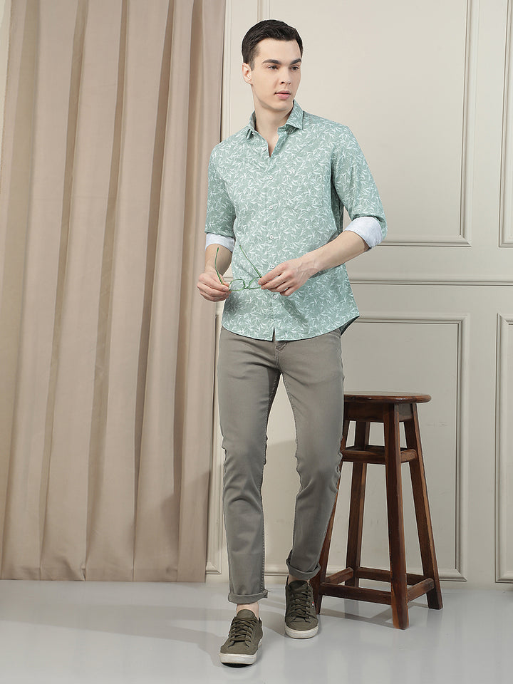 Green Floral Print Shirt