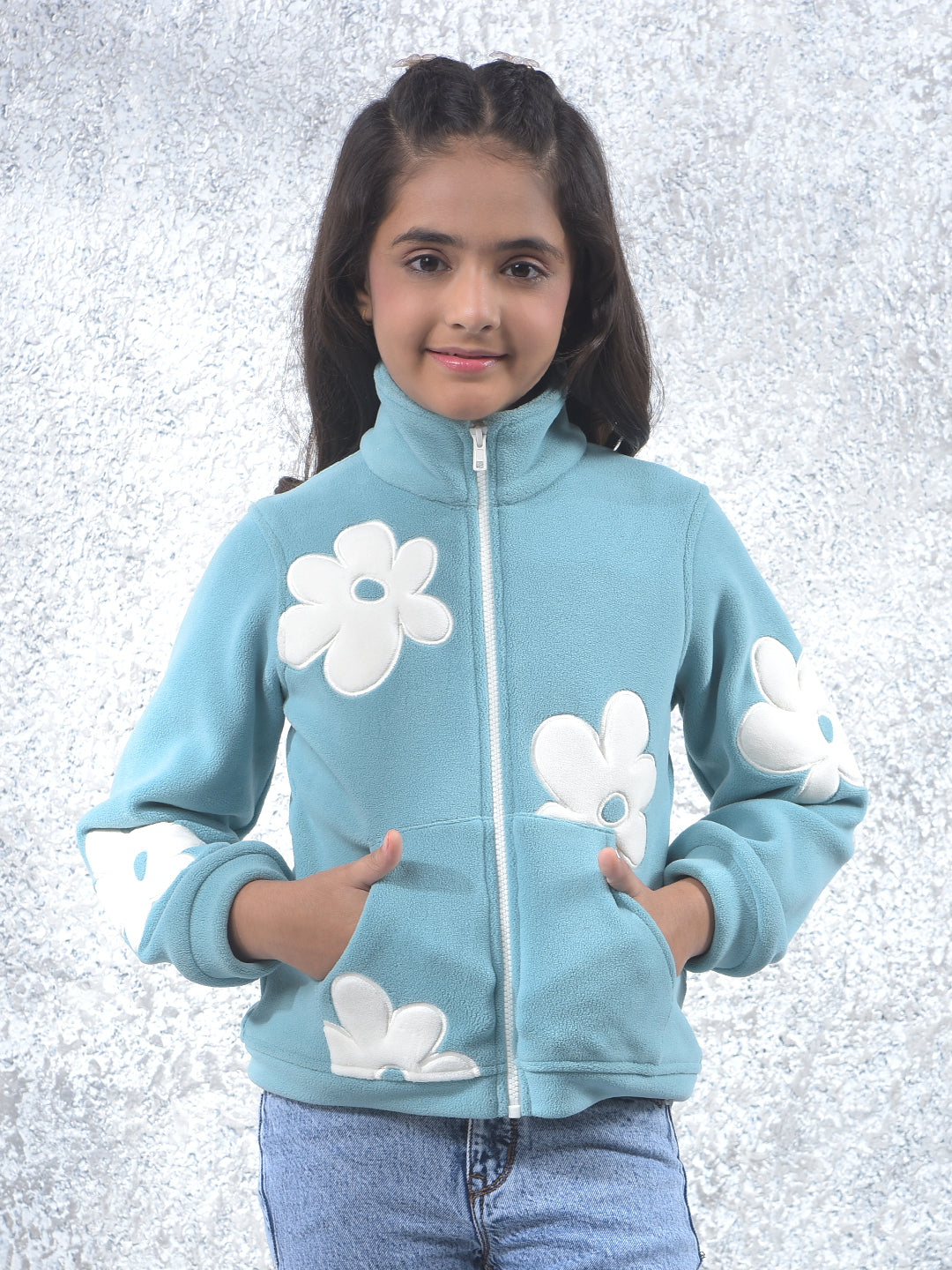 Green Graphic Print High Neck Knitted Sweatshirt