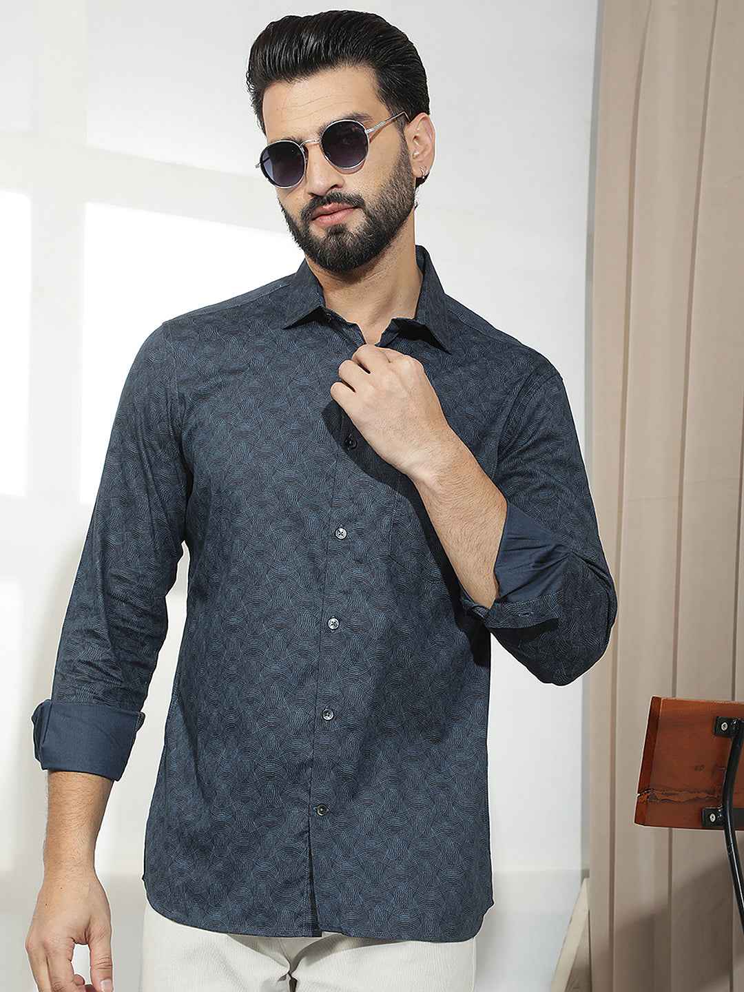 Green Abstract Print Shirt