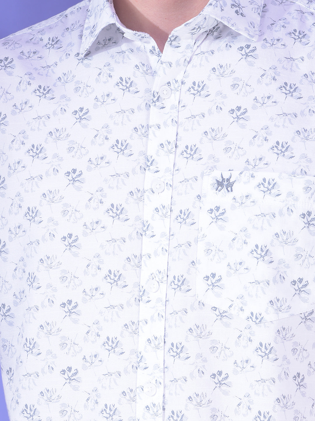 Polished Grey Floral Print Shirt