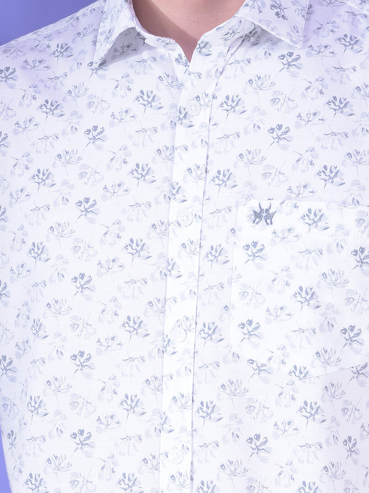 Polished Grey Floral Print Shirt