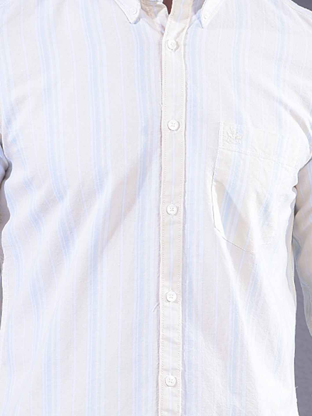 Yellow 100% Cotton Vertical Stripes Shirt