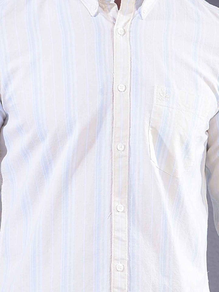 Yellow 100% Cotton Vertical Stripes Shirt