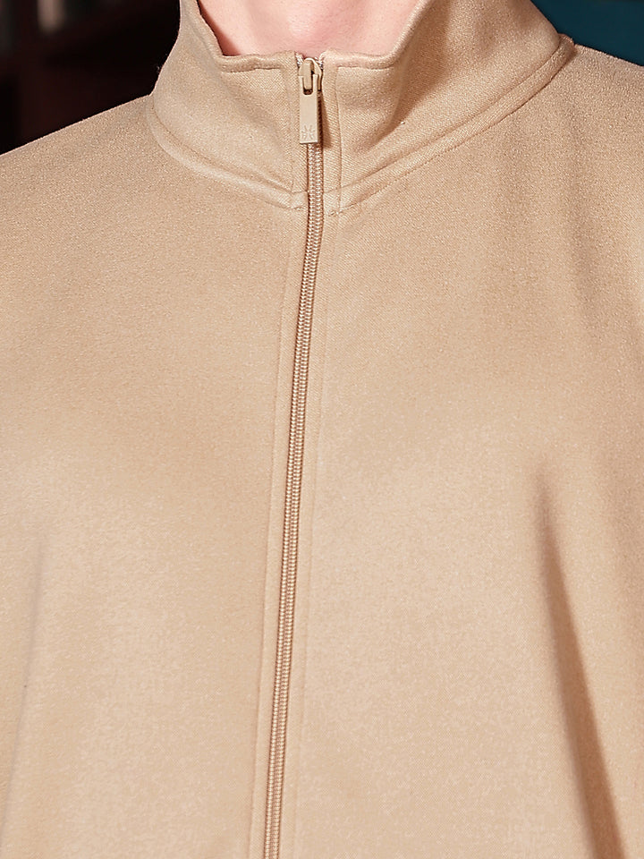Beige Front Open Sweatshirt
