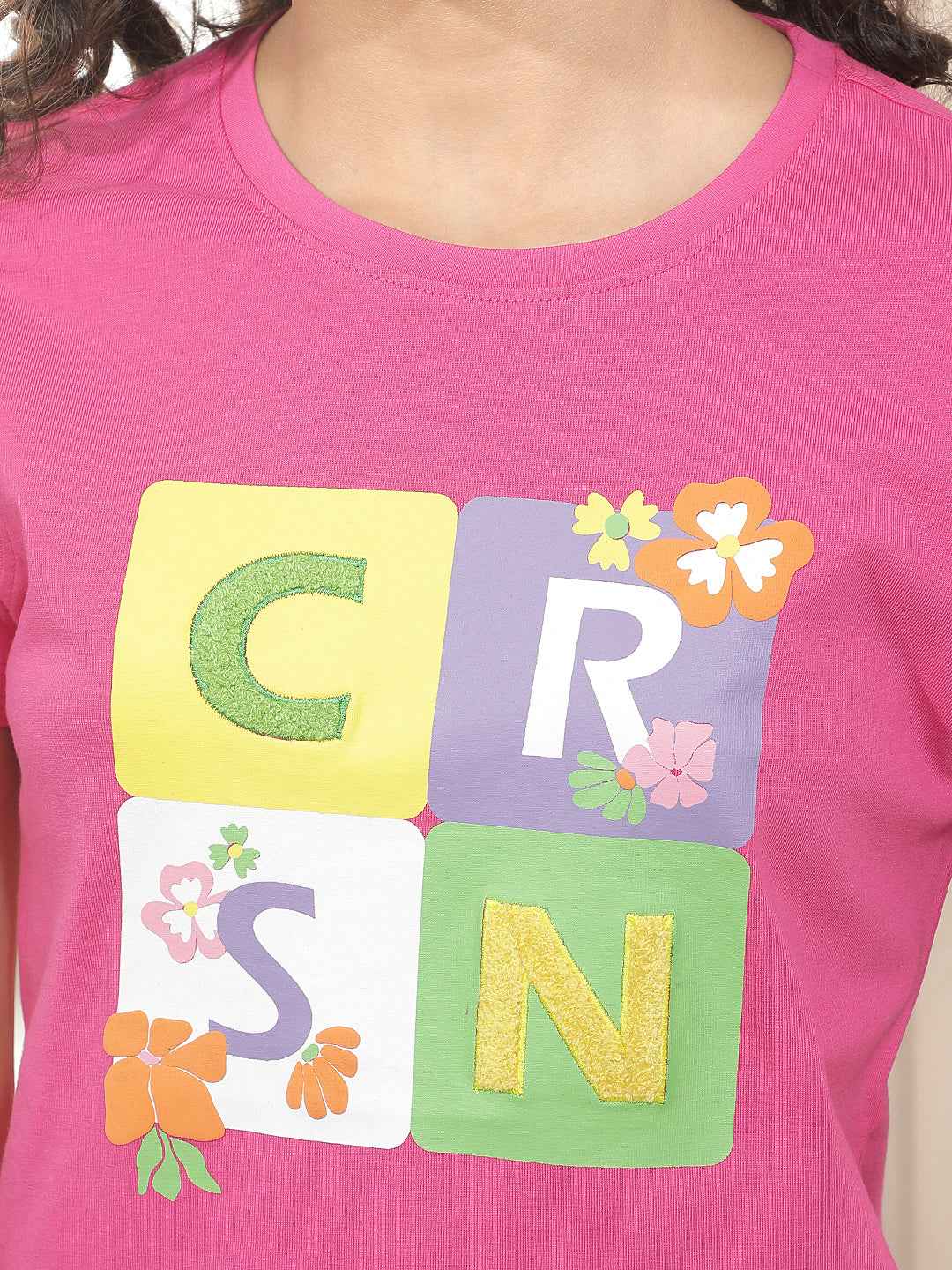 Pink Typographic Print T-Shirt