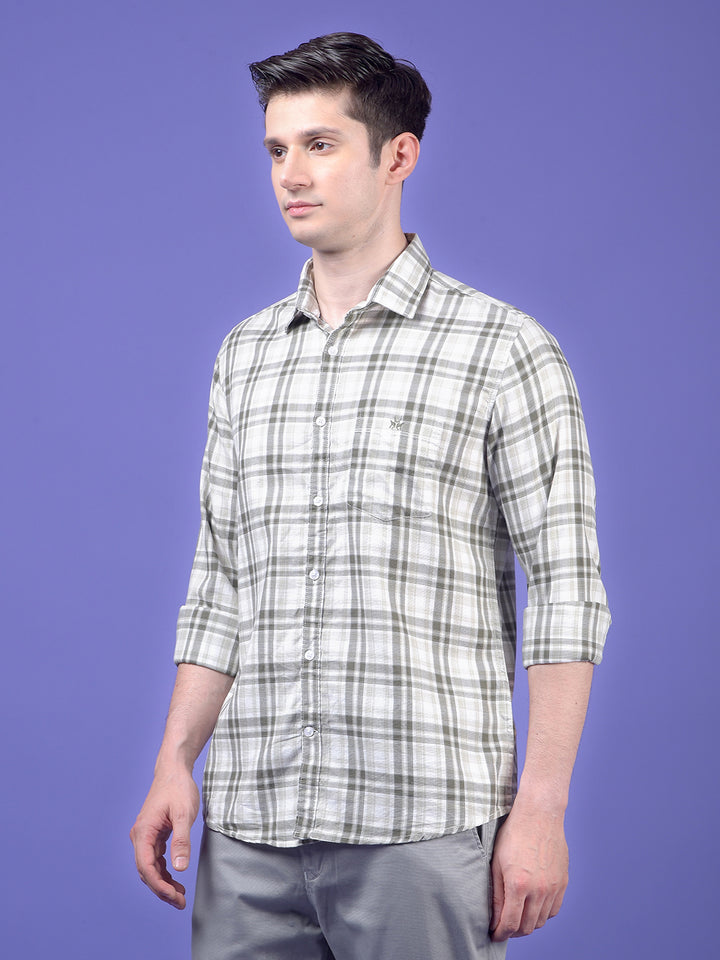 Olive Checked 100% Cotton Shirt