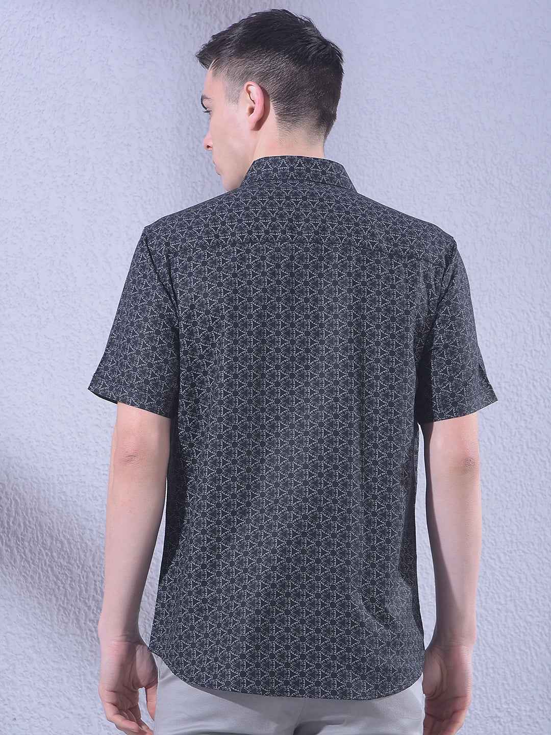Black Geometric Print Shirt