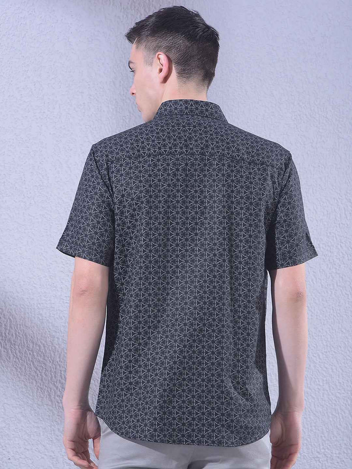 Black Geometric Print Shirt
