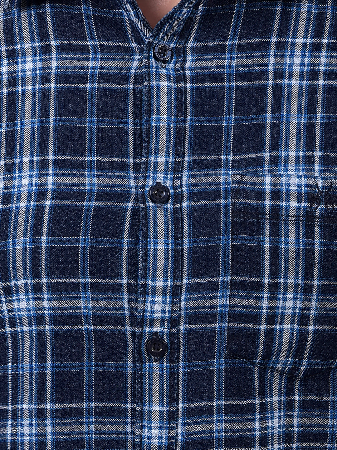 Blue Checked 100% Cotton Shirt-Men Shirts-Crimsoune Club