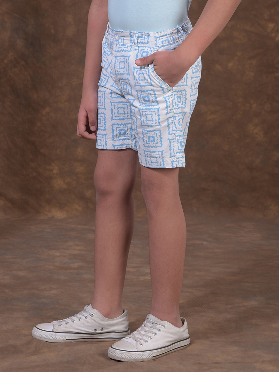 Blue Printed 100% Cotton Shorts