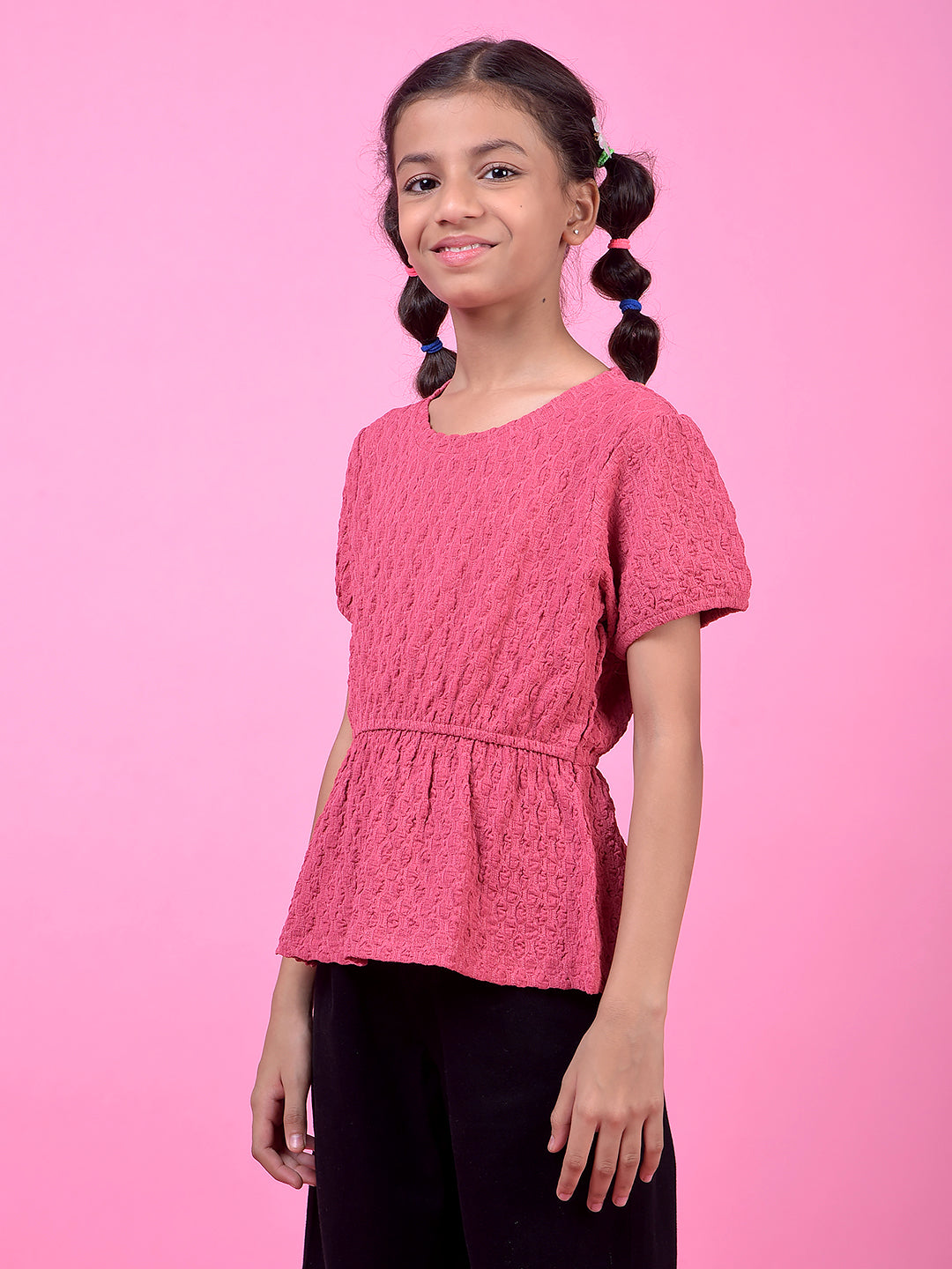 Pink Printed Peplum Top