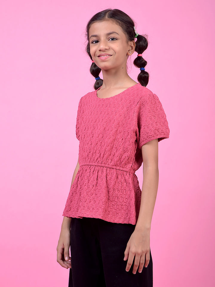 Pink Printed Peplum Top
