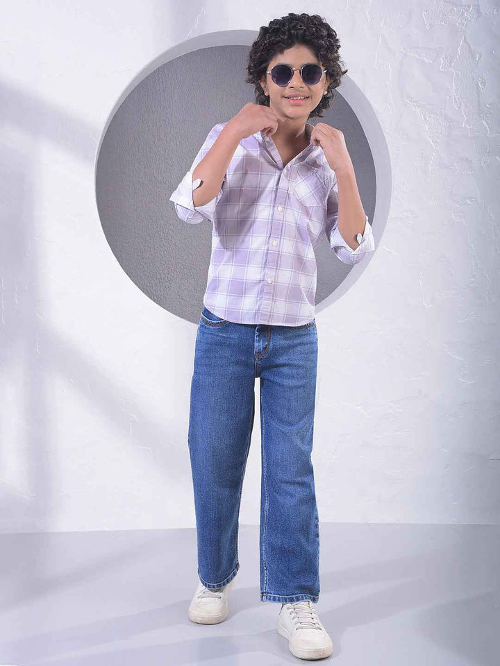 Purple Checked 100% Cotton Shirt