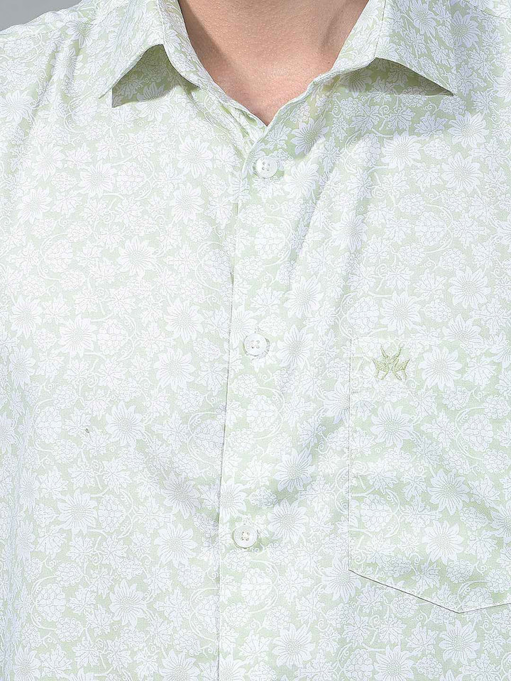 Green Floral Print Modal Shirt