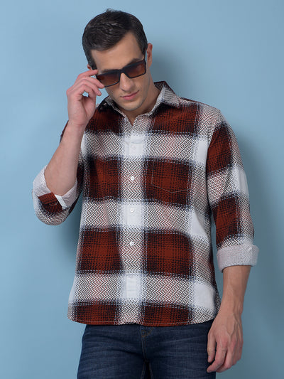 Red Printed 100% Cotton Corduroy Shirt