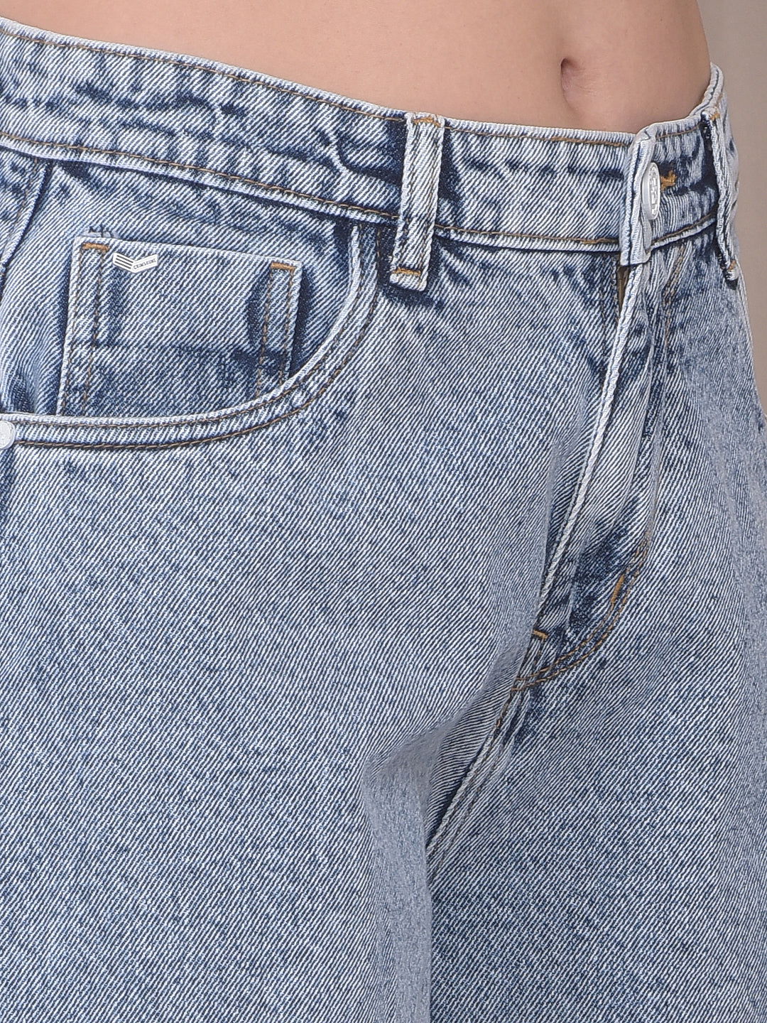 Blue 100% Cotton Barrel Fit Jeans