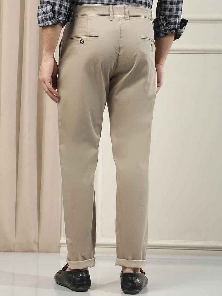 Khaki Beige Printed Trousers
