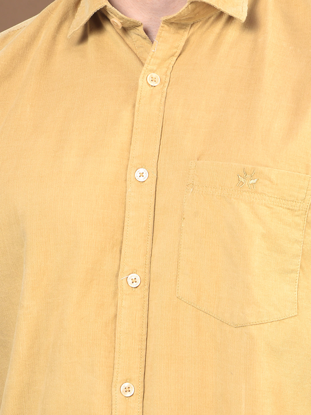 Beige 100% Cotton Corduroy Shirt