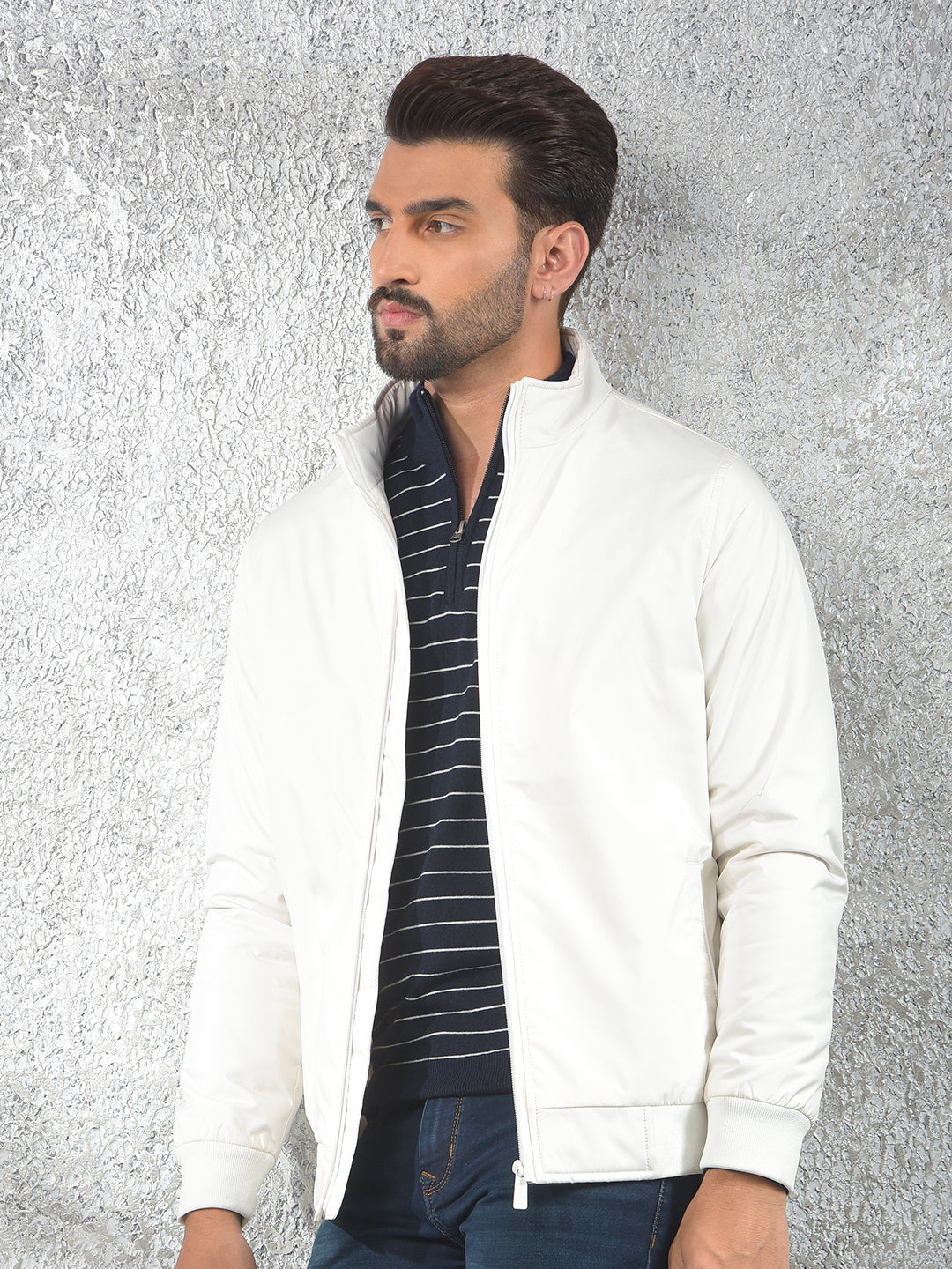 Modern Detailing Cream Puffer Jacket