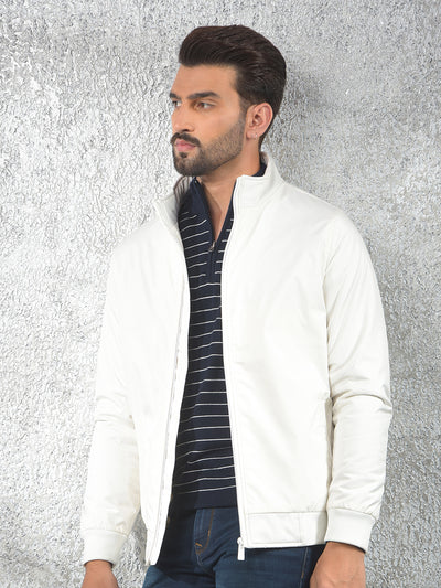 Modern Detailing Cream Puffer Jacket