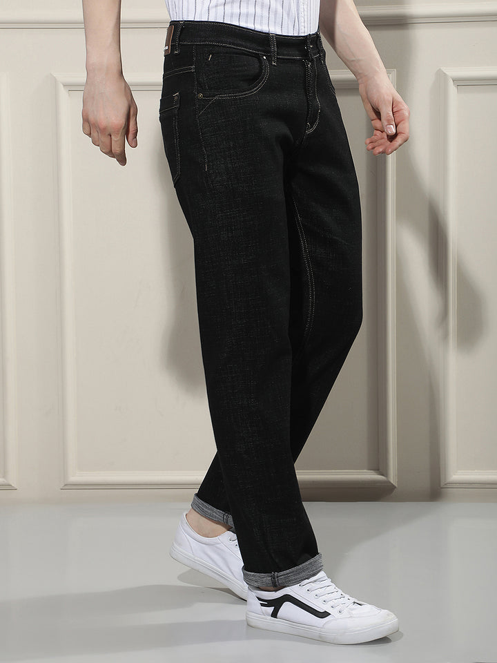 Refined Raven Black Straight Jeans