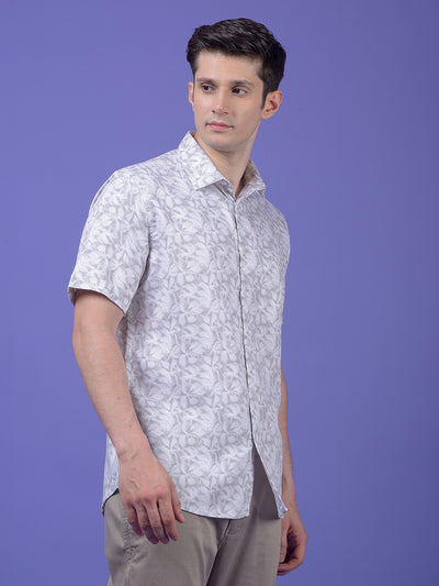 Grey Floral Print Shirt