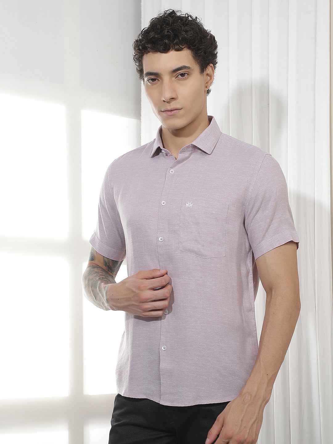 Modern Mauve Casual Linen Shirt