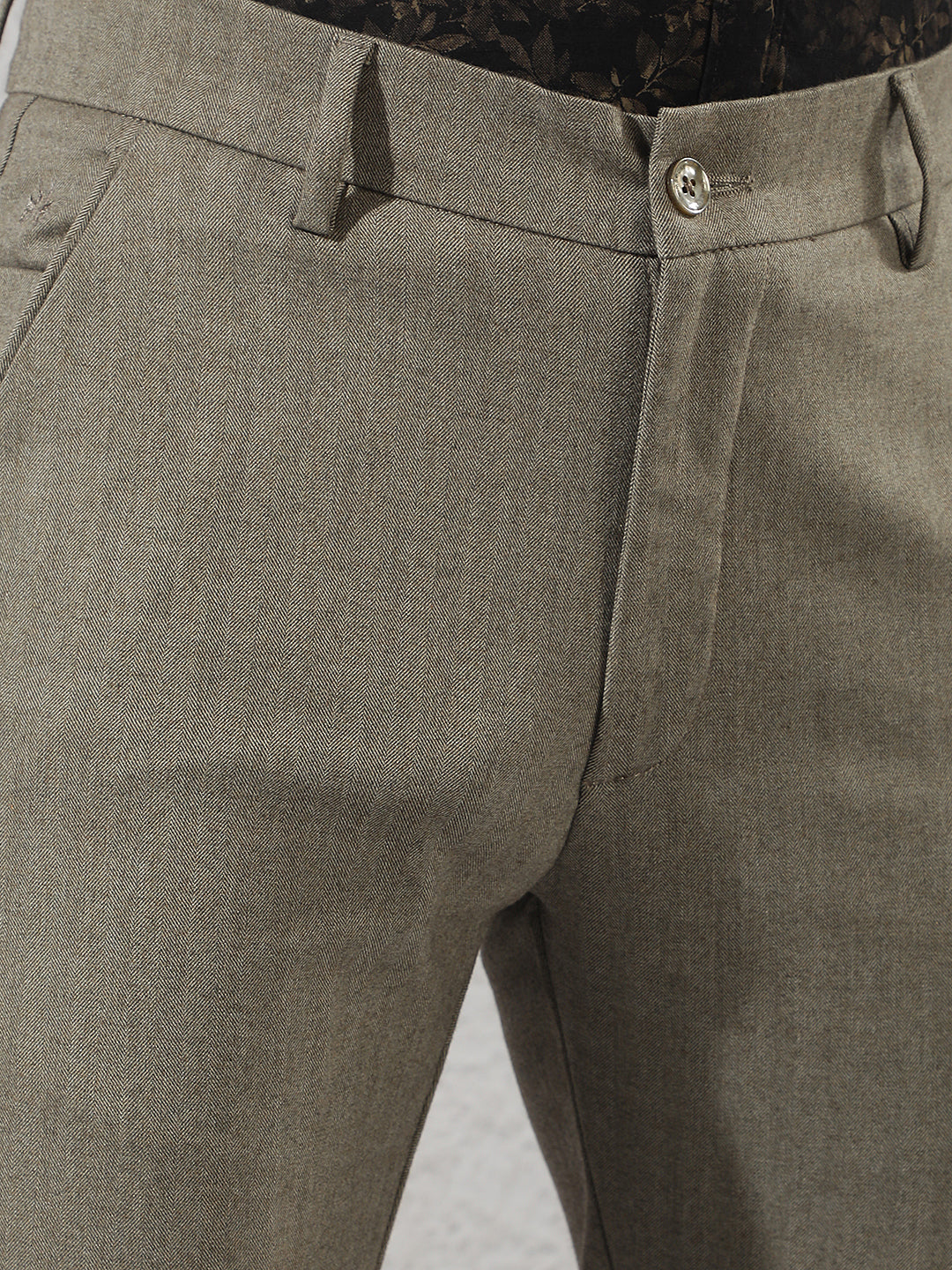 Olive Vertical Striped Trousers