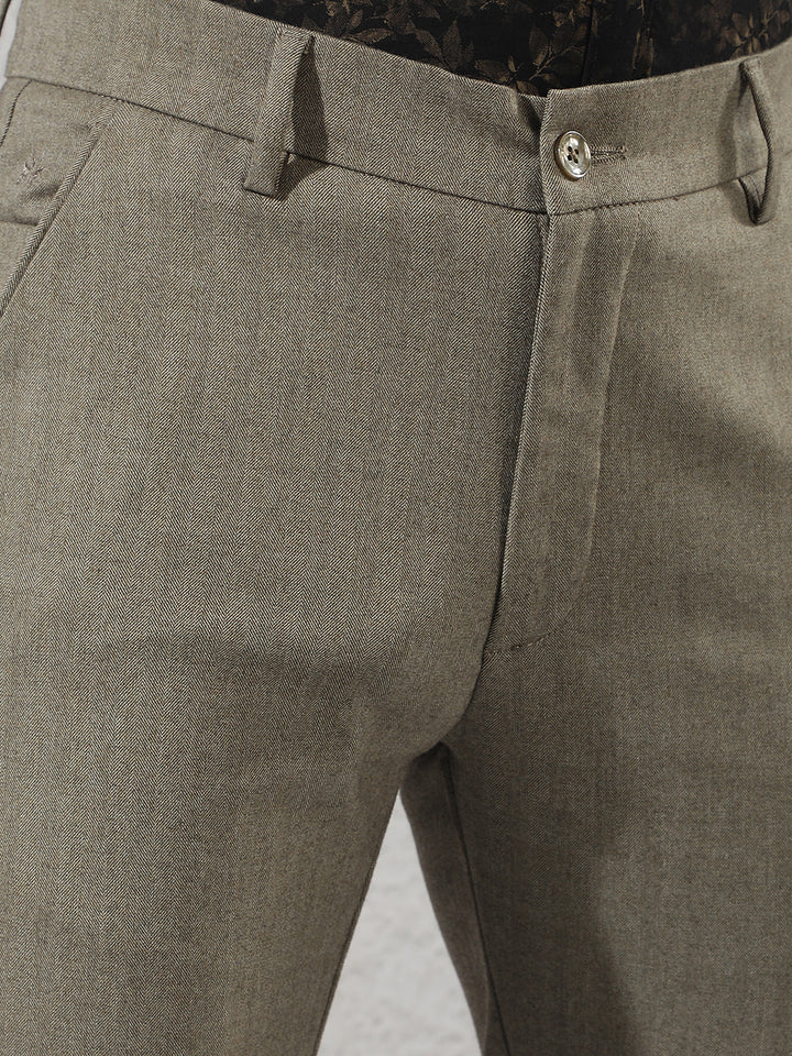 Olive Vertical Striped Trousers