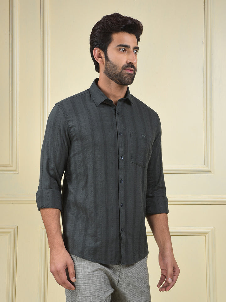 Green Vertical Stripes 100% Cotton Shirt