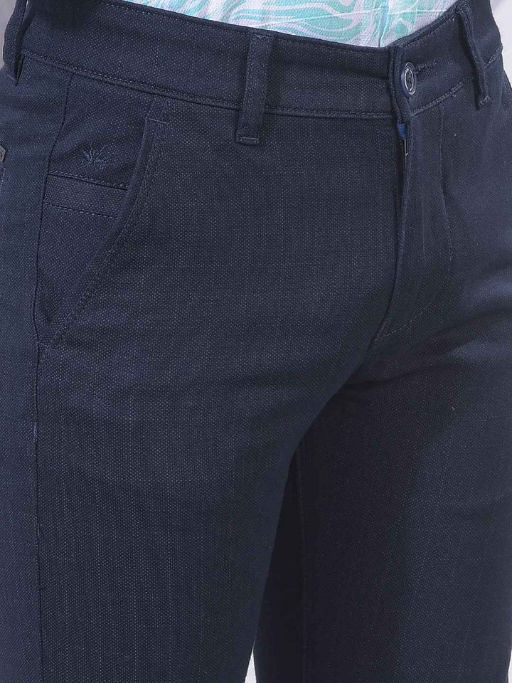 Navy Blue Checked Trousers