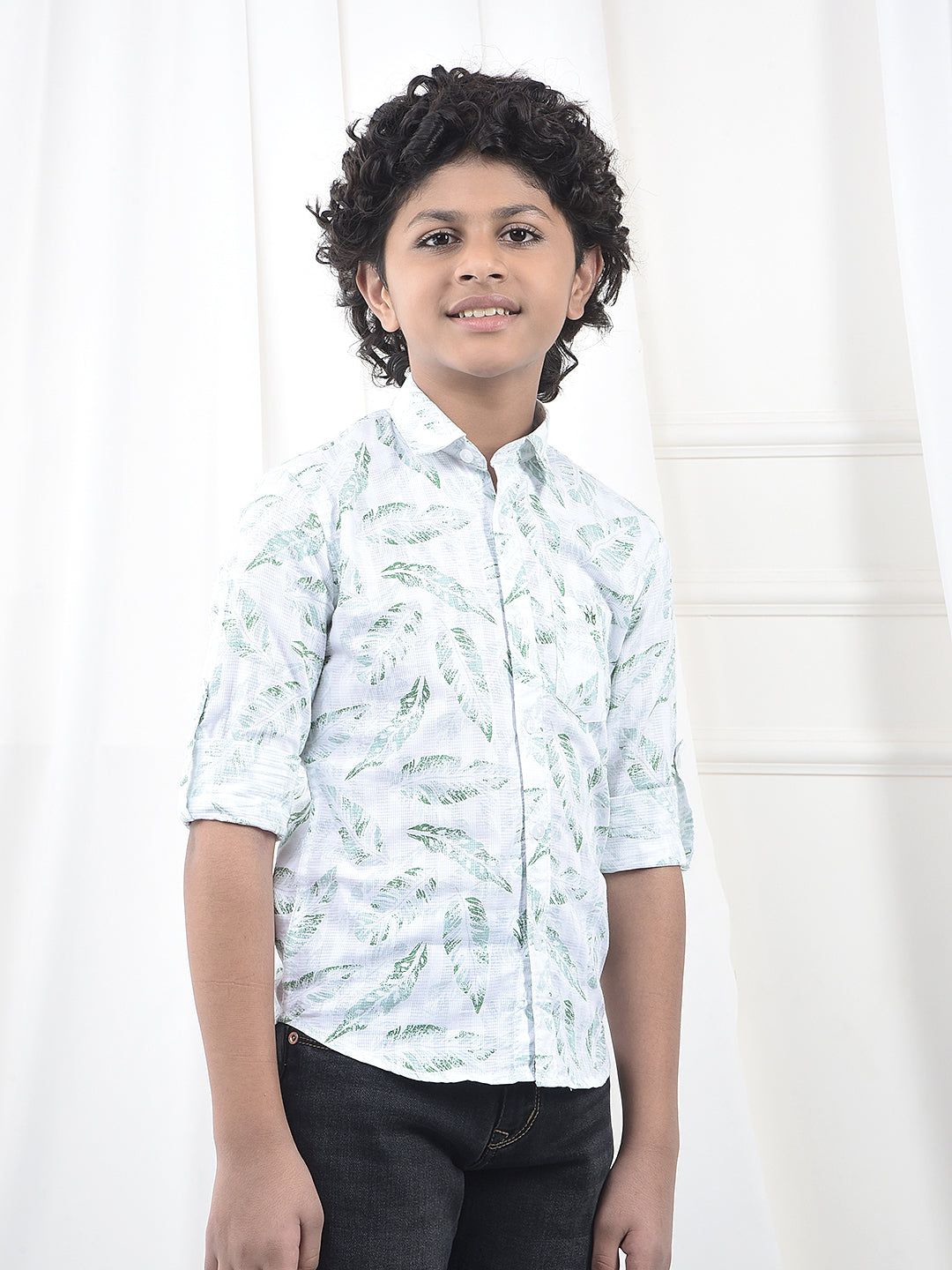 Green Floral Print 100% Cotton Shirt