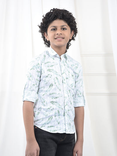 Green Floral Print 100% Cotton Shirt