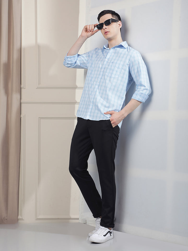 Blue Checked 100% Cotton Shirt