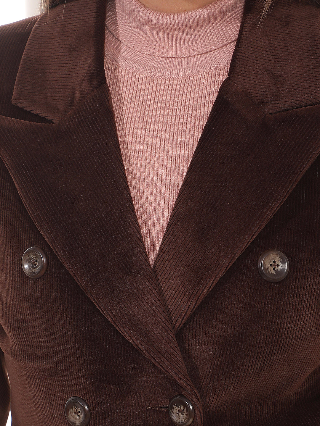Brown Doblue Breasted Corduroy Coat