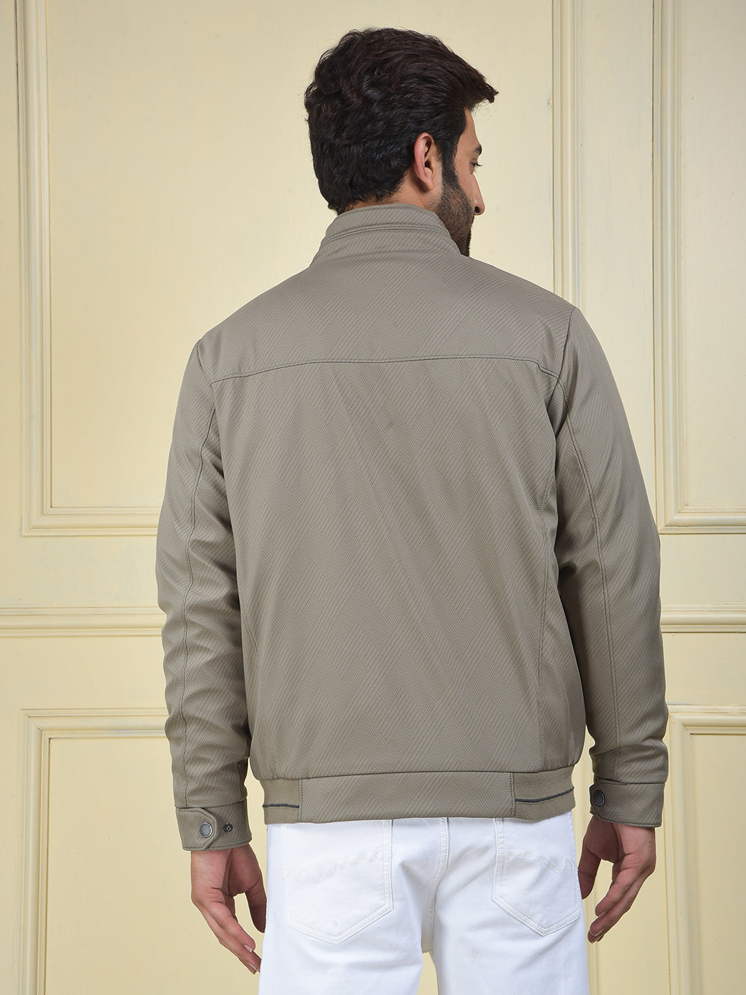 Beige Printed Puffer Jacket