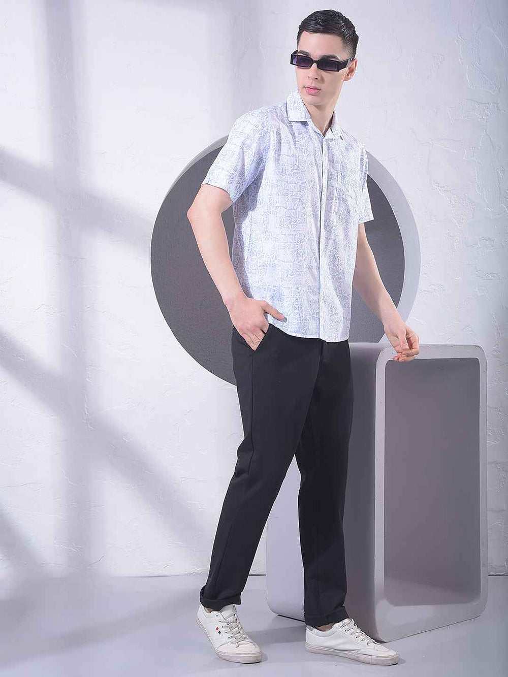 Sleek Blue Chic Printed Shirt