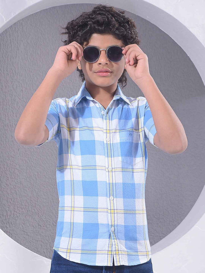 Blue Checked 100% Cotton Shirt