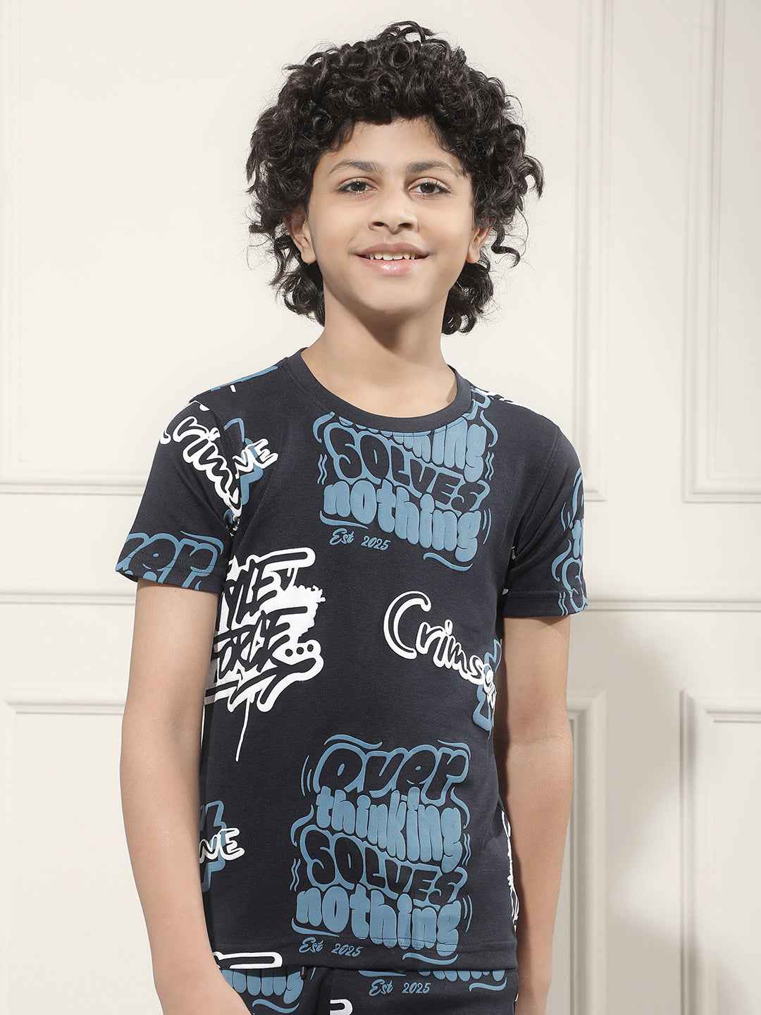 Navy Blue Graphic Print T-Shirt