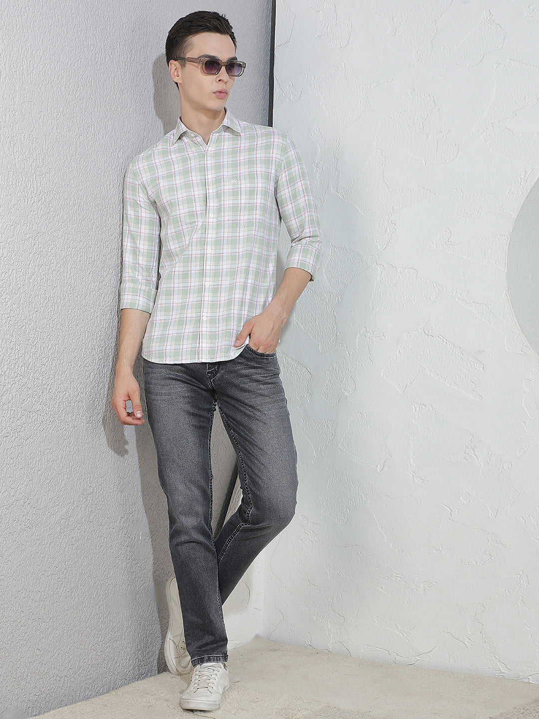 Green Checked 100% Cotton Shirt