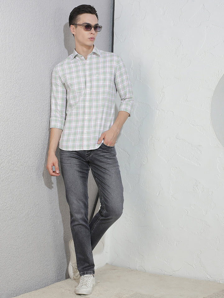 Green Checked 100% Cotton Shirt