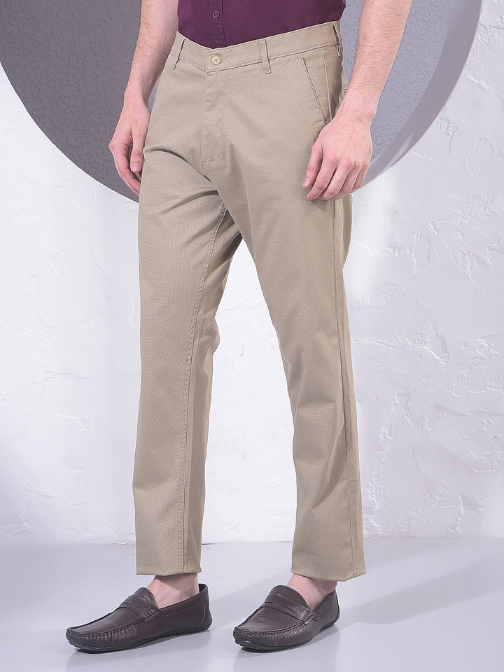 Chic Beige Printed Trousers