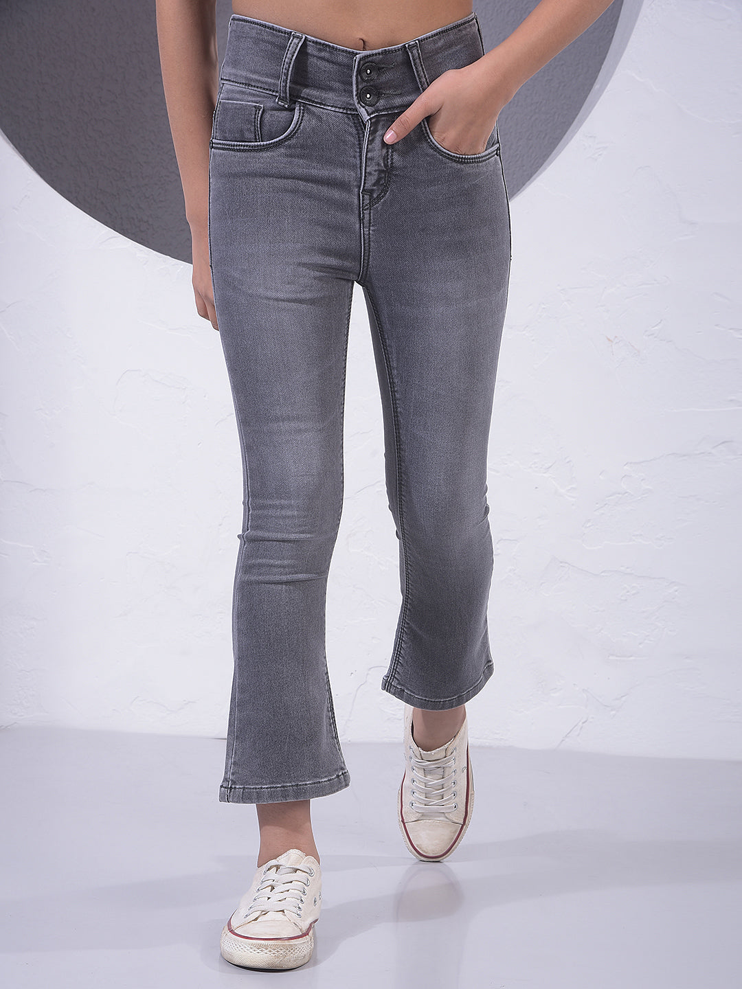 Black Bootcut High-Waist Jeans-Girls Jeans-Crimsoune Club