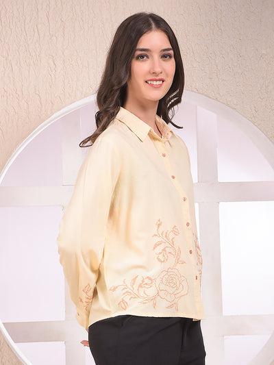 Classy Embroidered Beige Shirt