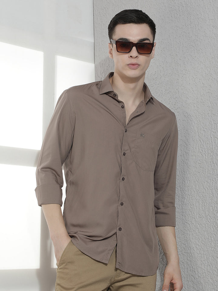 Sleek Earthy Brown Modal Shirt