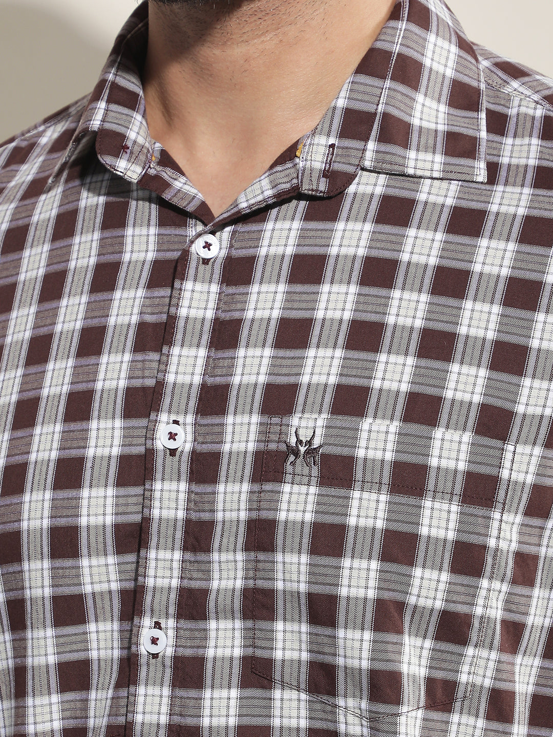 Purple Checked 100% Cotton Shirt