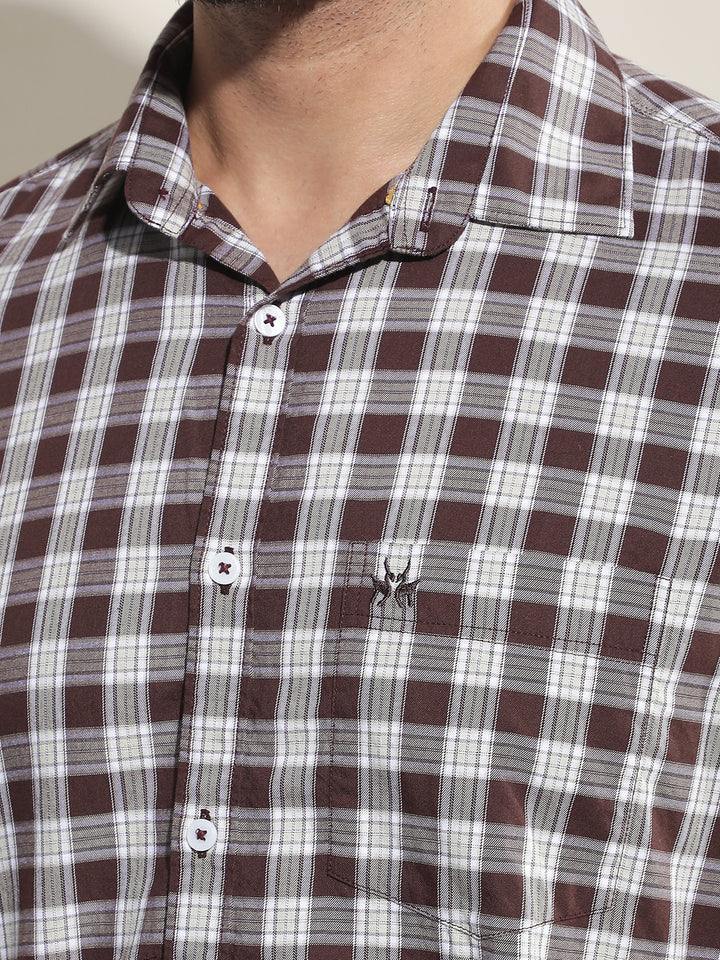 Purple Checked 100% Cotton Shirt