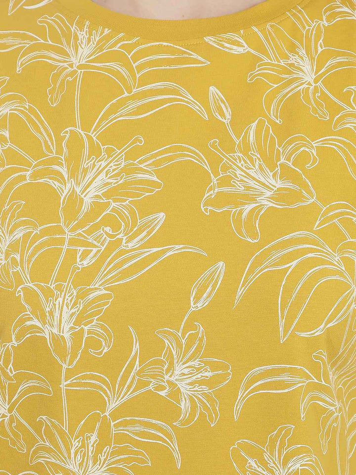 Yellow Floral Printed T-Shirt