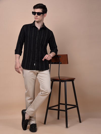 Black Vertical Stripes 100% Cotton Shirt